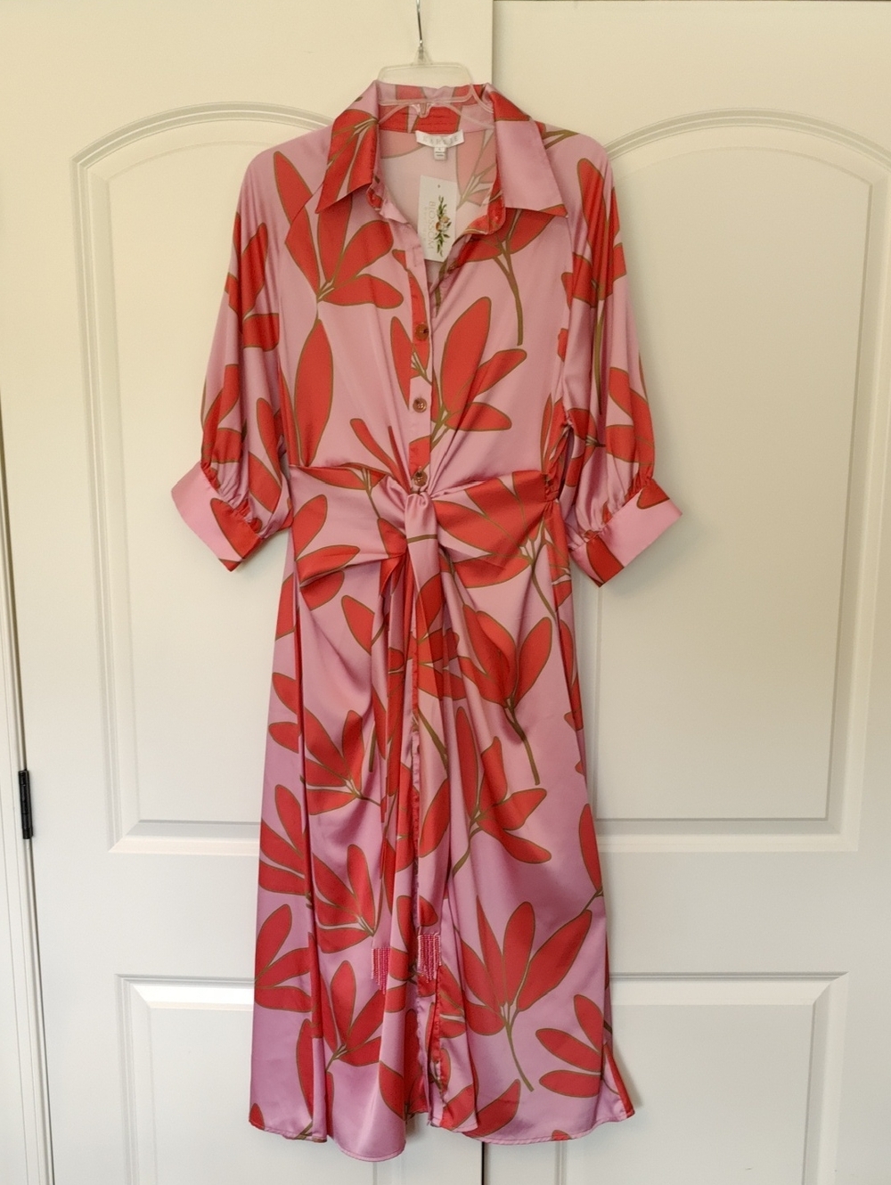 Karlie Palm Knot Shirt Midi Dress - Picture 2 of 11
